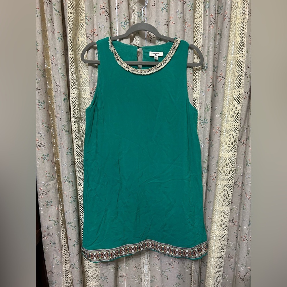 3/$25 Hayden Los Angeles Green Boho Shift Dress Lined Size Large NWOT